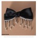 HPNH103 YUX Rhinestone Tassel Drop Bow Pin