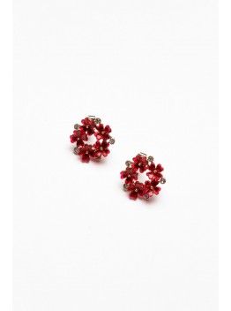 Red Festive Flowers Stud Earring