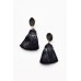 Tyra Black Crochet Tassel Earring