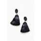 Tyra Black Crochet Tassel Earring