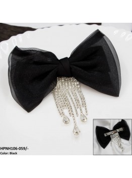 HPNH106 YUX Rhinestone Tassel Drop Bow Pin