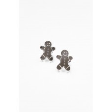 Gingerbread Silver Stud Earring