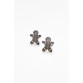 Gingerbread Silver Stud Earring