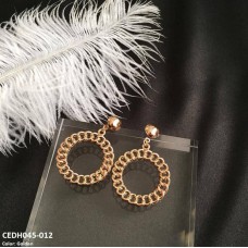 CEDH045 SGC Round Chain Drop Earrings